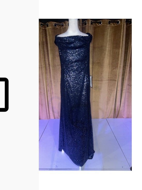 Adrianna Papell Dresses & Skirts - Adrianna Papell Navy Sequin Off-Shoulder Evening Gown
